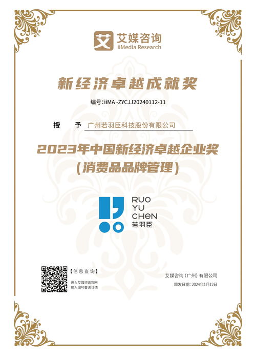 2023年新經(jīng)濟(jì)行業(yè)年度巔峰榜發(fā)布,若羽臣榮獲2023年中國消費(fèi)品品牌管理卓越企業(yè)獎(jiǎng)項(xiàng)